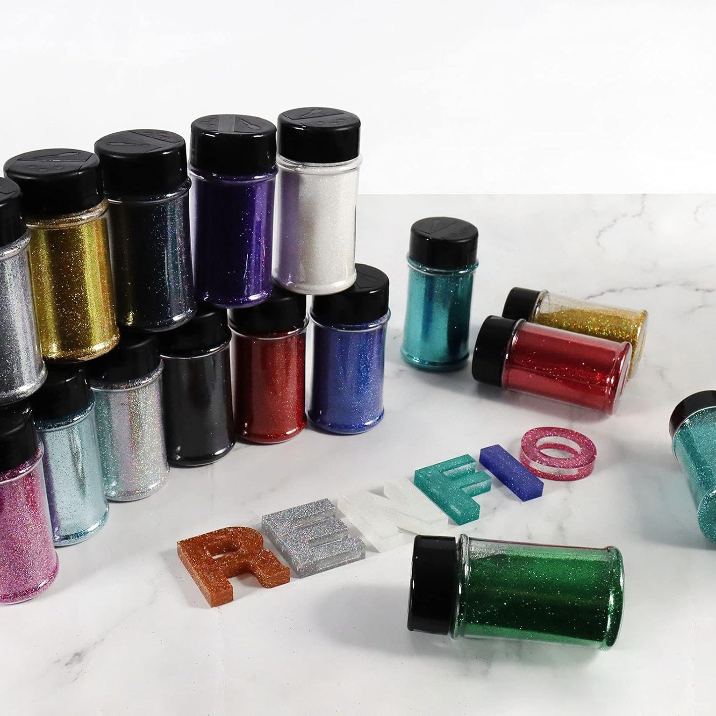 Renfio Ultra Fine Glitter Powder Metallic Resin Glitter 2.11 Oz (60g) PET Flakes Crafts Sequins 1/128" 0.008" 0.2mm Epoxy Chips Flakes for Tumblers Slime Roses Decoration - Deep Ocean