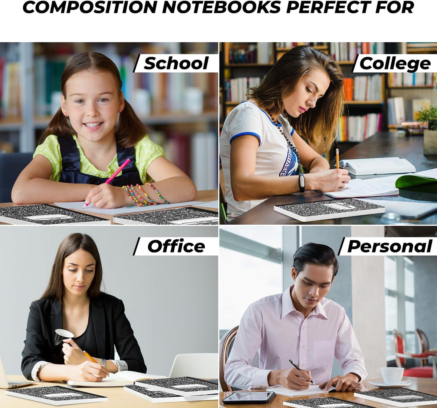 Rosmonde 1000 Pack (Pallet) Composition Notebooks Bulk, College Ruled, Pallet of Notebooks, 200 Pages (100 Sheets), 9-3/4 x 7-1/2, Bulk Notebooks for School, College & Office, 4-7 Days Transit