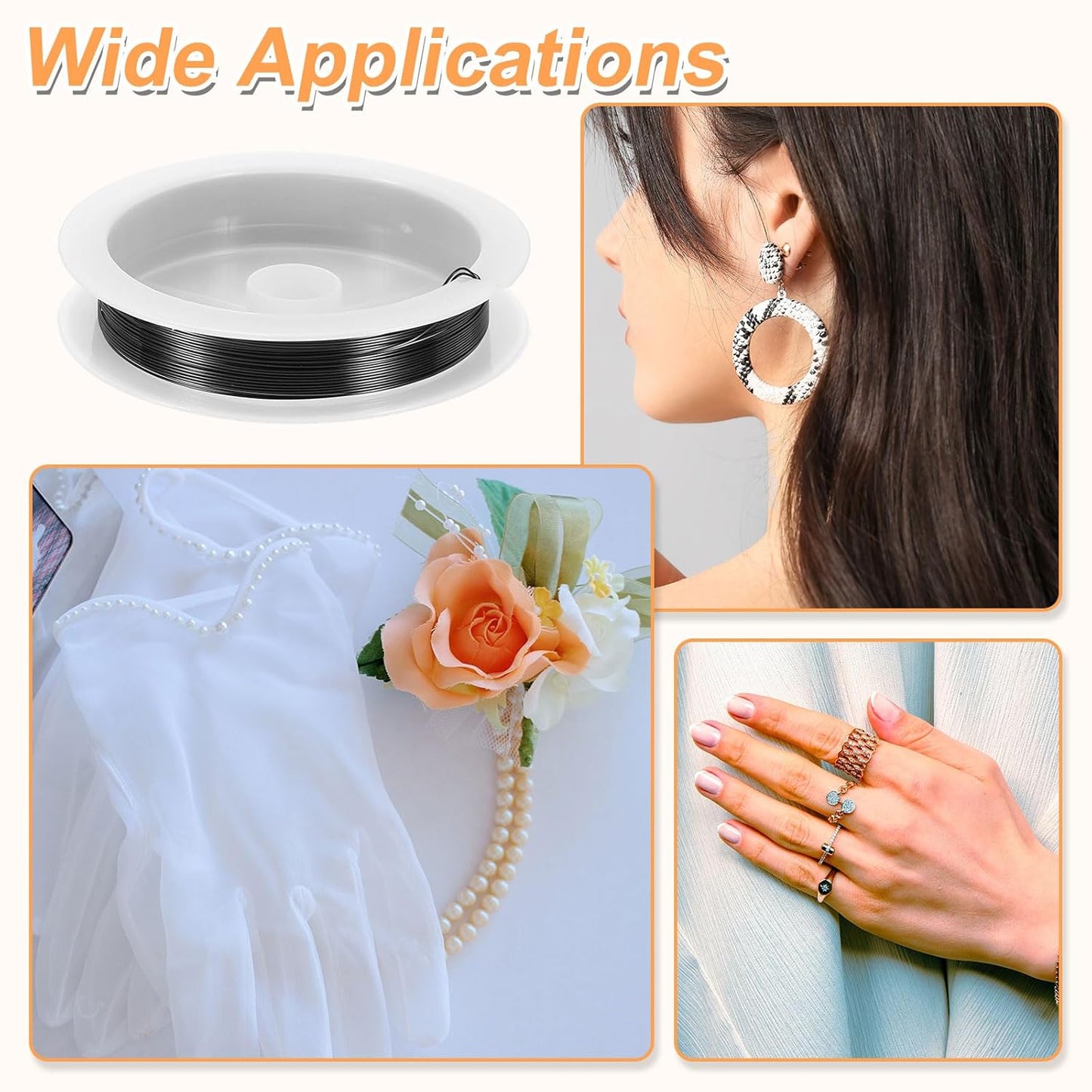 HARFINGTON 30ft Jewelry Wire, 26 Gauge (0.4mm) Brass Craft Soft Metal Tarnish Resistant Copper Beading Wire for Jewelry Making Supplies Crafting, Black