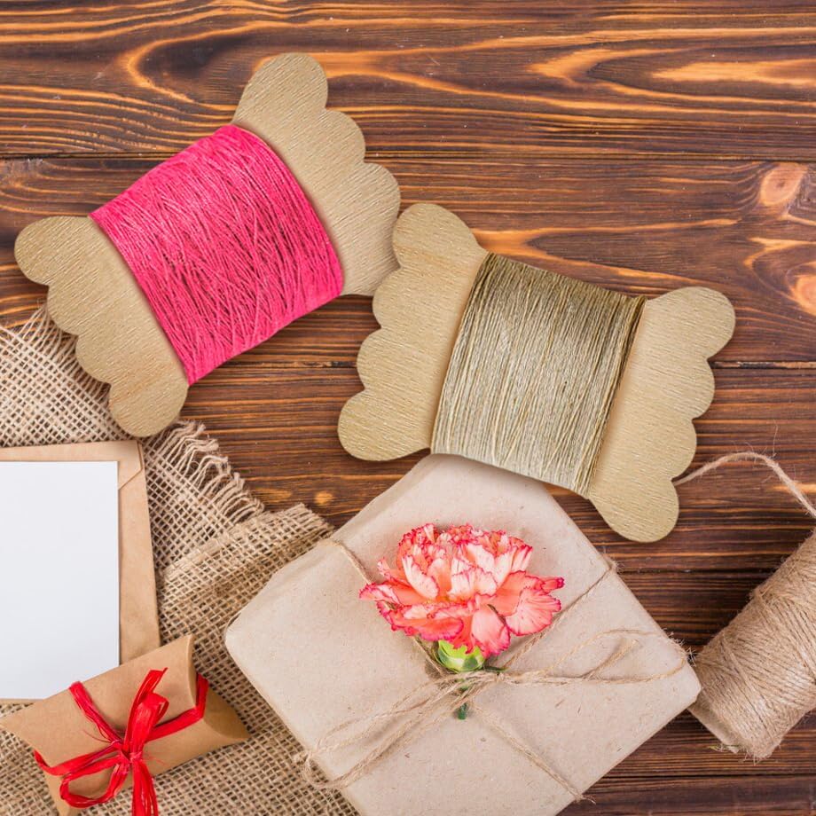 100 Pieces DIY Embroidery Thread Floss Bobbin Organizer Wooden Ribbon Twine Reel for Cross Stitch Cotton Craft Sewing Storage Holder Card