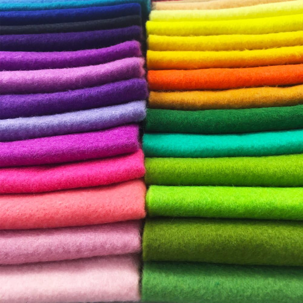 flic-flac 42pcs1.4mm Thick Soft Felt Fabric Sheet Assorted Color Felt Pack DIY Craft Sewing Squares Nonwoven Patchwork (20cm * 30cm)