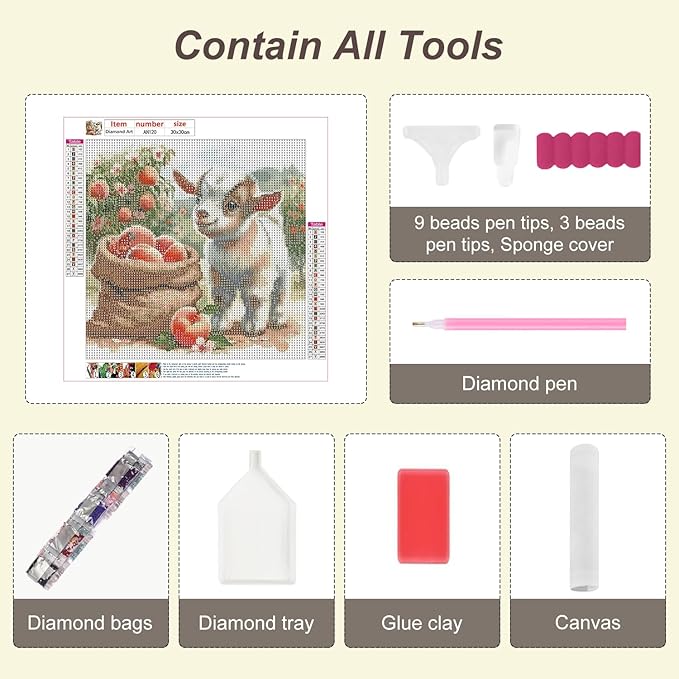 Anuver Sheep Diamond Painting Kits for Adults, Full Drill Diamond Art Kits for Beginner, 5D DIY Diamond Painting Kits for Home Wall Decor, 12x12 Inch