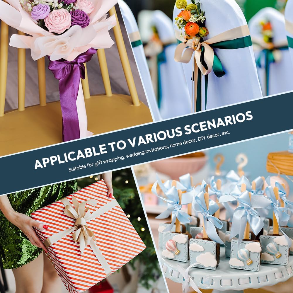 1 inch Wide x 50 Yards Champagne Gold Single Faced Polyester Satin Ribbon, Champagne Gold Satin Ribbon Perfect for Wedding Decor, Wreath, Crafts, Gift Wrapping & Other Projects (Champagne Gold)