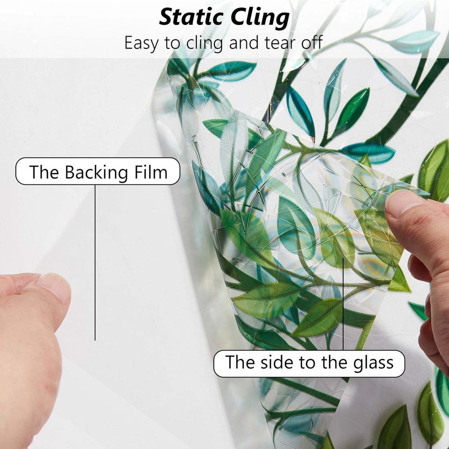 Finnez Window Privacy Film 3D Static Cling Window Film, No Glue Heat Control & 96% UV Blocking for Home Office, Decorative Frosted Glass Cover 35.4 Inch x 13.1 Feet