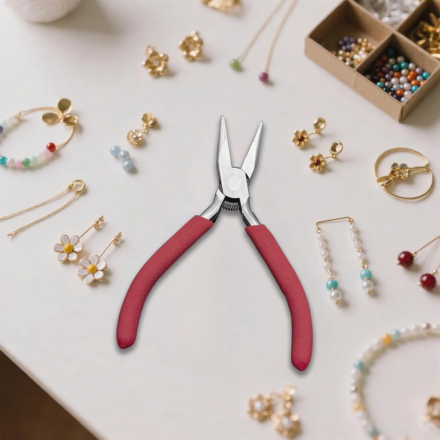 Jewelry Pliers, Spring Loaded Needle Nose Pliers for Object Grasping, Wire Bending and Repair
