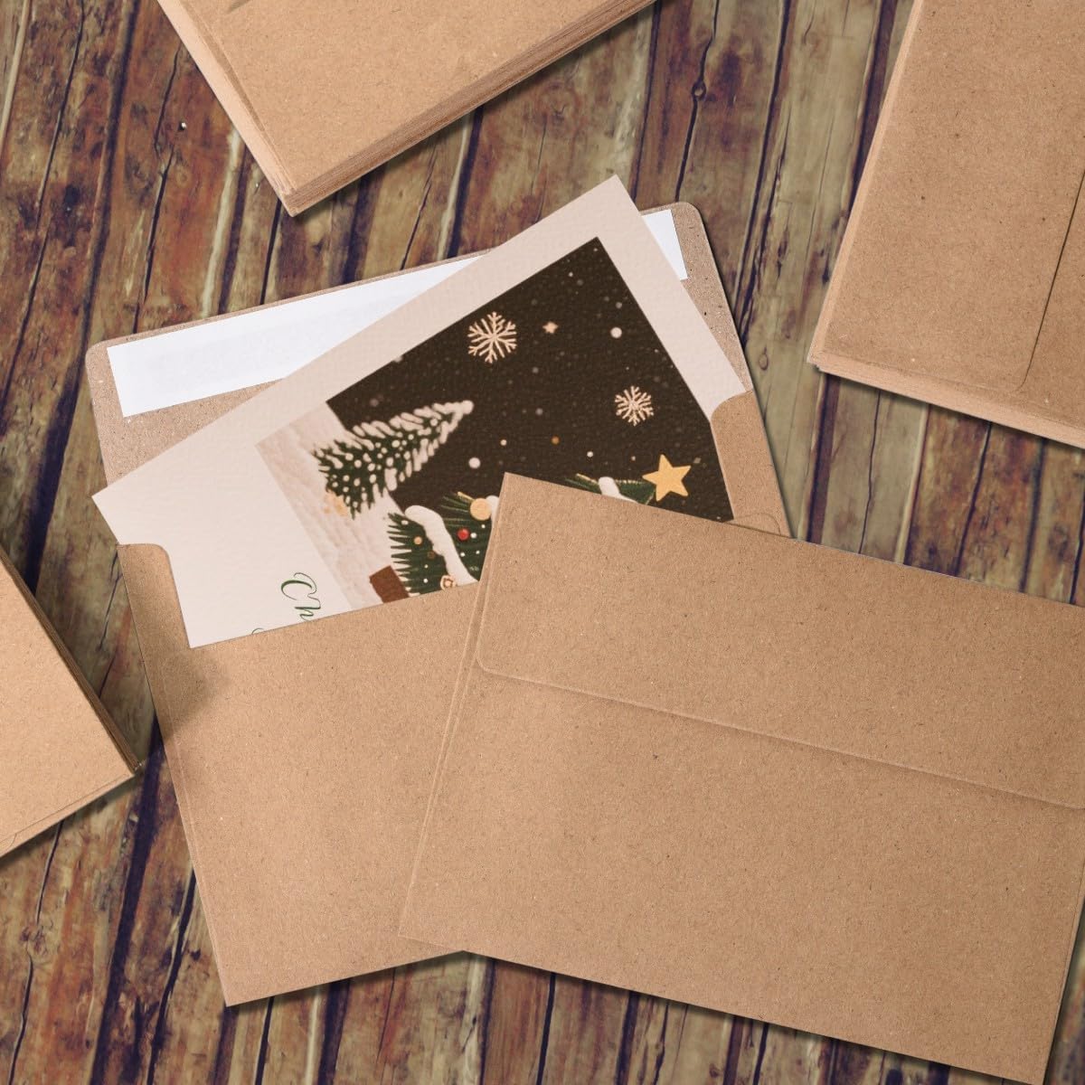 Blank Cards and Envelopes 5x7, 30 Pack Kraft Invitation Folded Cardstock with 30 Kraft Matching Self-Seal A7 Envelopes, Thank You Blank Greeting Cards, for DIY, Print Custom, Wedding & Birthday