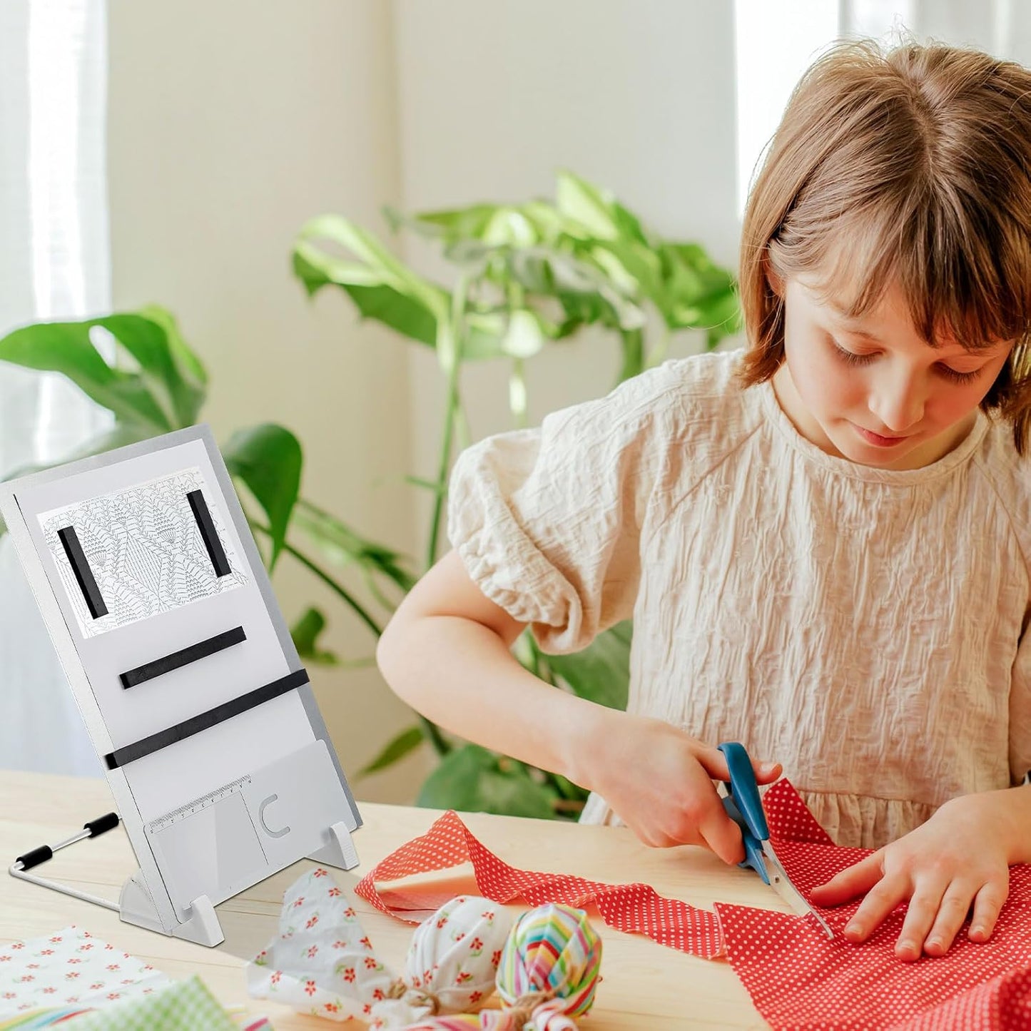 Flutesan 8 Pcs Cross Stitch Accessories and Tools 11.5 x 4.7 Inch Metal Magnet Board Chart Knitting Pattern Holder 2 Bookmark Magnifier with Ruler 1 Bracket 4 Magnet Strips for Crafts Work Supplies