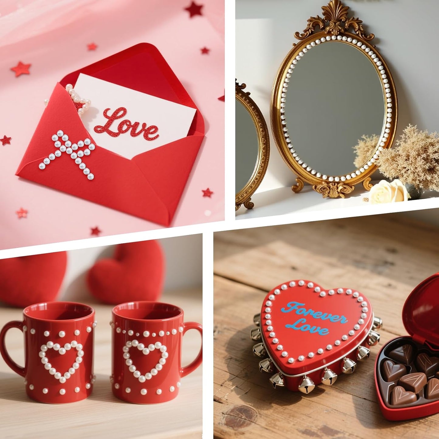 Pearl Stickers Self Adhesive Hair Pearls Gem White Jewel Sticker for Making Hair Decor Face,Body, Nail, Phone Art Craft Scrapbooking Embellishments Assorted Size 3mm/4mm/5mm/6mm (660)