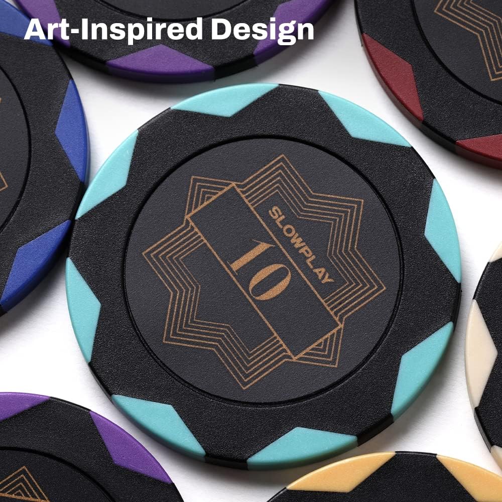 SLOWPLAY Nash Clay Poker Chips, 14 Grams Heavyweight Clay Composite, 40mm Large Chips in Bulk, Pack of 50 with Denomination of 100