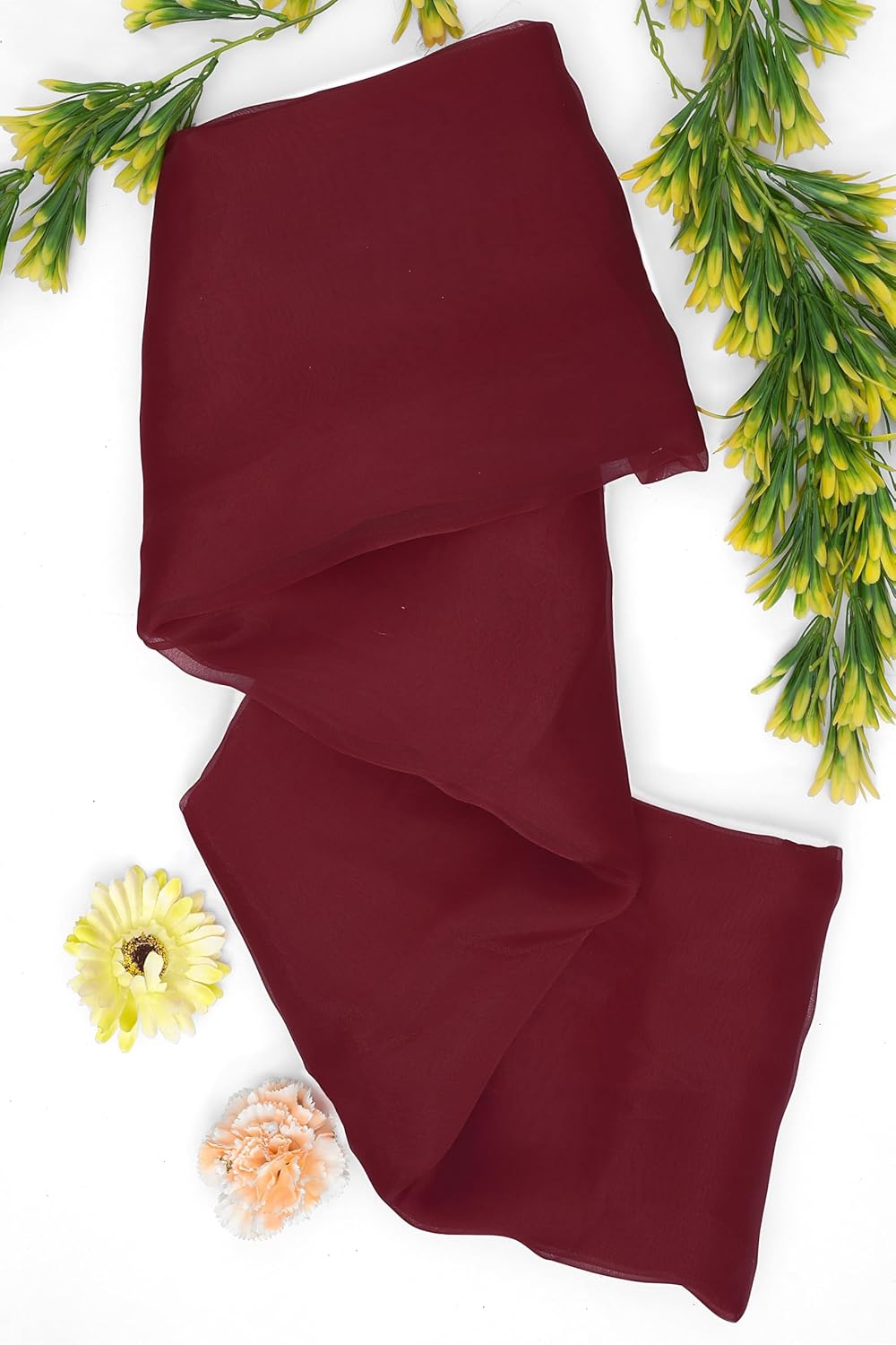 Organza Fabric 10 Yard Bridal Solid Sheer Bolt for Home Décor, Table Décor, Bridal, Fashion, Crafts, Decorations Silky Shiny Organza 44" - (10 Yard, Burgundy)