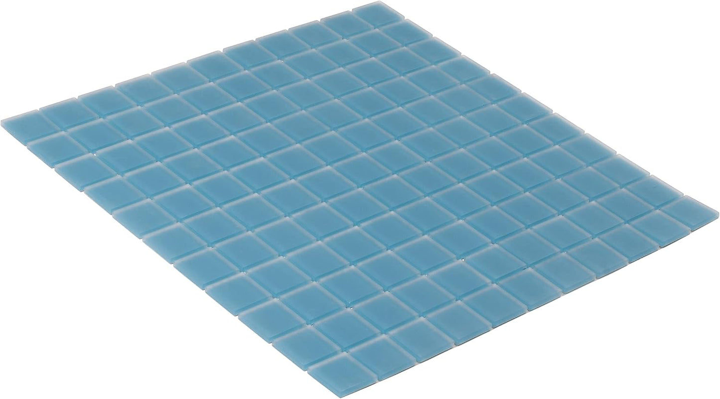 1"x1" Sky Blue Matte Finished Glass Mosaic Tile (Sample Swatch- 5"x4")