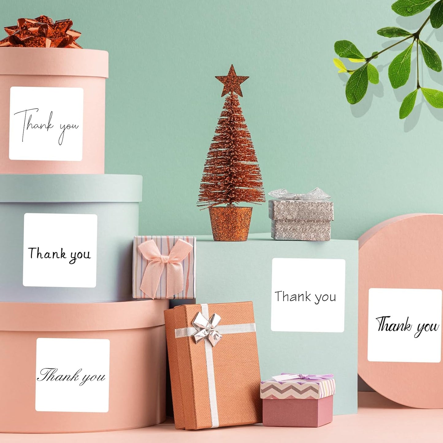 White Square Thermal Labels Stickers 3 x 3 Inch, Self-Adhesive Waterproof Square Direct Thermal Labels Stickers, Perforation Line Design- 300PCS