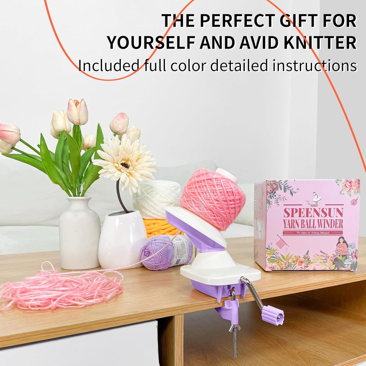 SPEENSUN Yarn Winder, 3.5 OZ Easy-to-Install and Efficiently Yarn Spinner with Lower Noise, Robust ABS Material Ball Winder for Crochet and Knitting Lover for Yarns Below Size 5