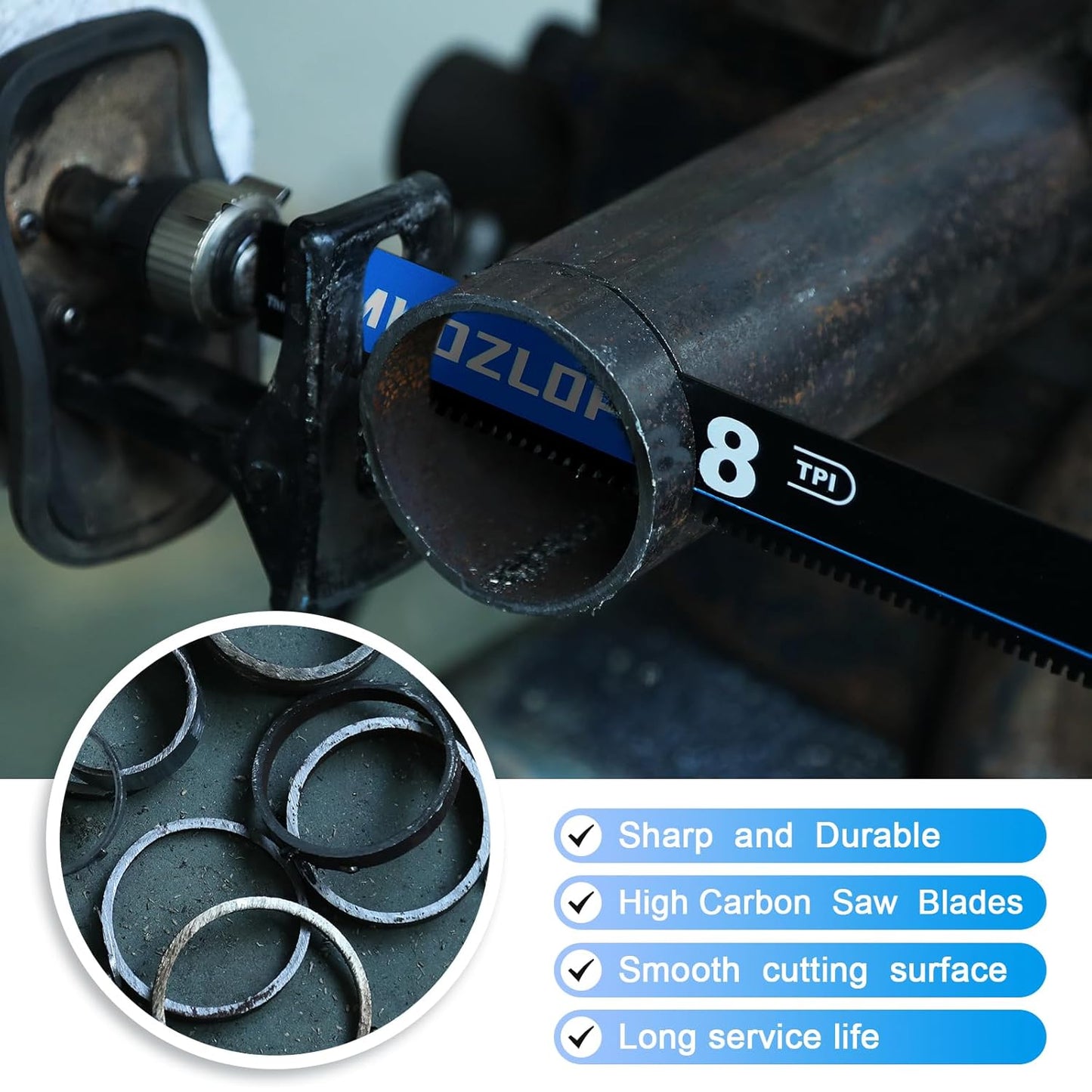 1 Pack 6 inch Reciprocating Saw Blades Set,8 TPI High Carbon Saw Blades for Wood with Nails ,Saw Blades with Organizer Case (1, 8T/6inch)