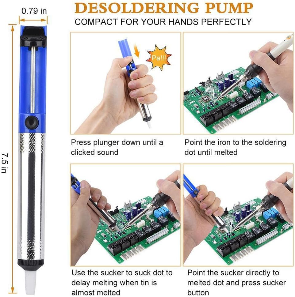 Electric Sodering Iron Kit set 110V 60W Adjustable Temperature Soldering Iron Digital Multimeter 5pcs Soldering Tips Solder Wire Stand, Desoldering Pump Tweezers Welding Tool Screwdriver wire stripper