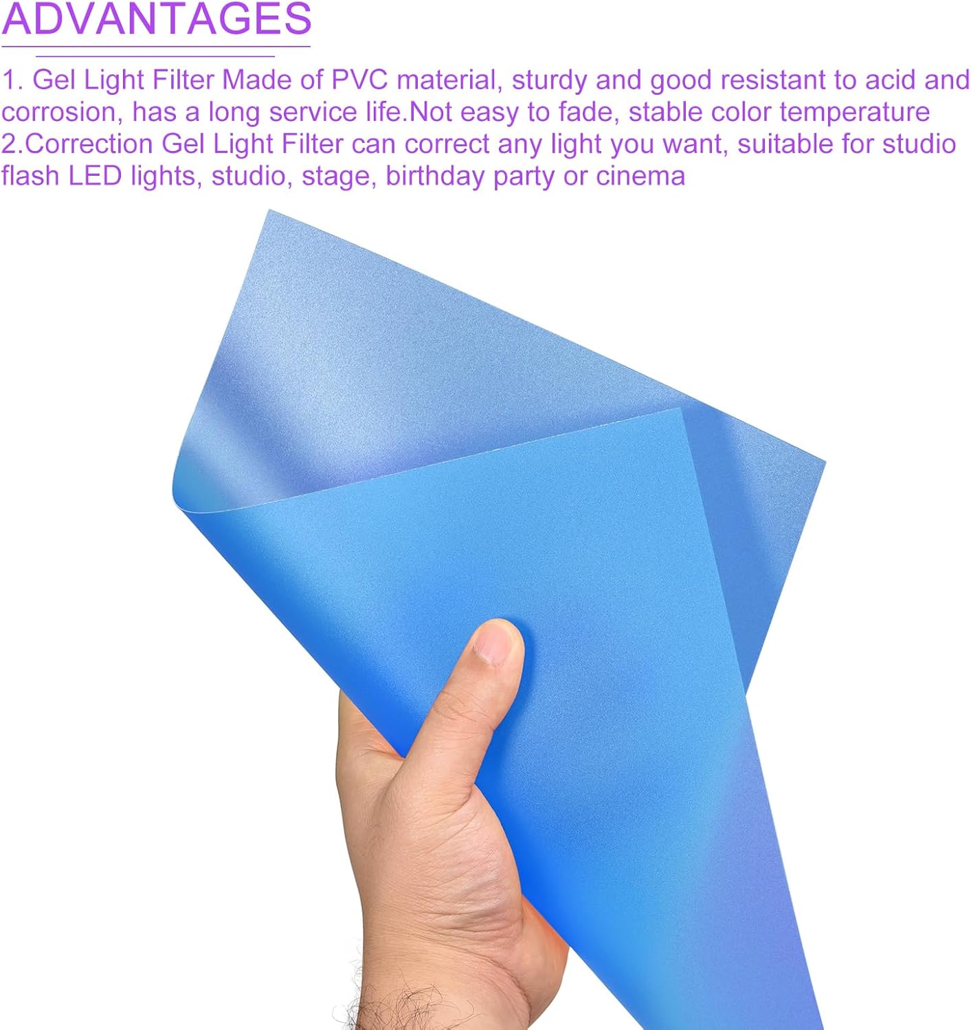 DMiotech 10Pcs Correction Gel Light Filter Overlay Transparent Plastic PVC Sheets Matte Blue for Photo,Film,Video