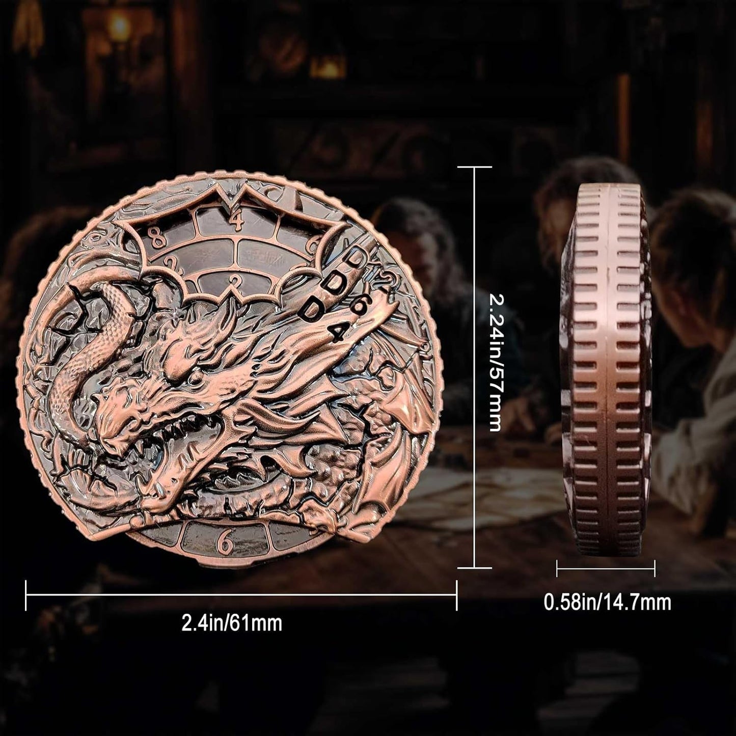 DND Dice Set Roulette: Fidget D4 D6 D8 D10 D10% D12 D20 All in One Metal D&D Spinner Dice - Cool Role Playing Dice Gifts for Dungeons and Dragons TRPG MTG Games Lover Players (Ancient Red)