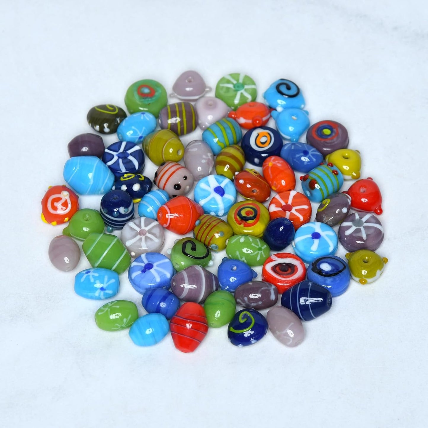 2/3 LB Bag of Assorted Glass Beads for Jewelry Making, Lampwork Murano Bead Mix for Bracelets and Necklaces, Crafting Beads Supplies Kit, Large & Small Beads (Candy Beads Mix)