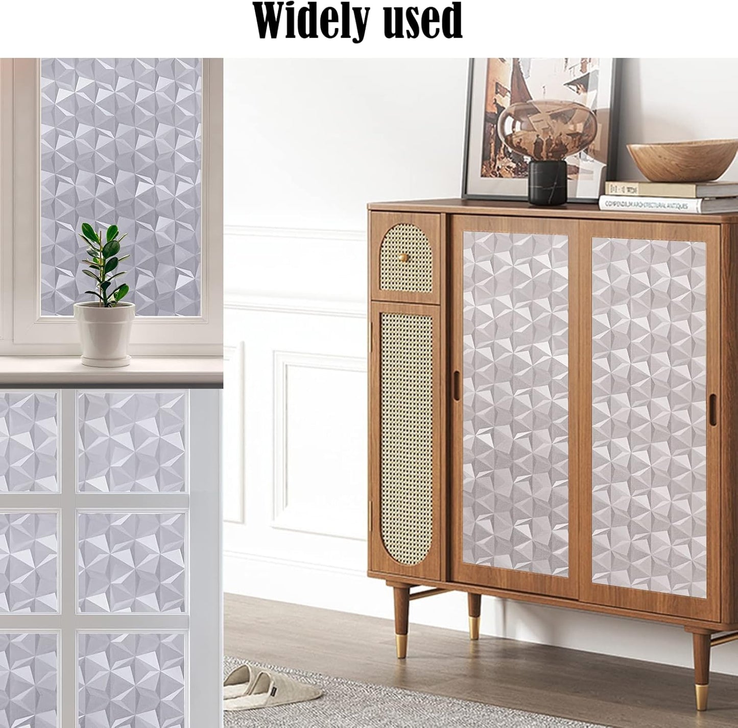 Niviy 3D No Glue Static Cling Window Films Privacy Cut Glass Window Sticker for Bathroom Office Kitchen Window Decor 23.6"x 118", Frosted