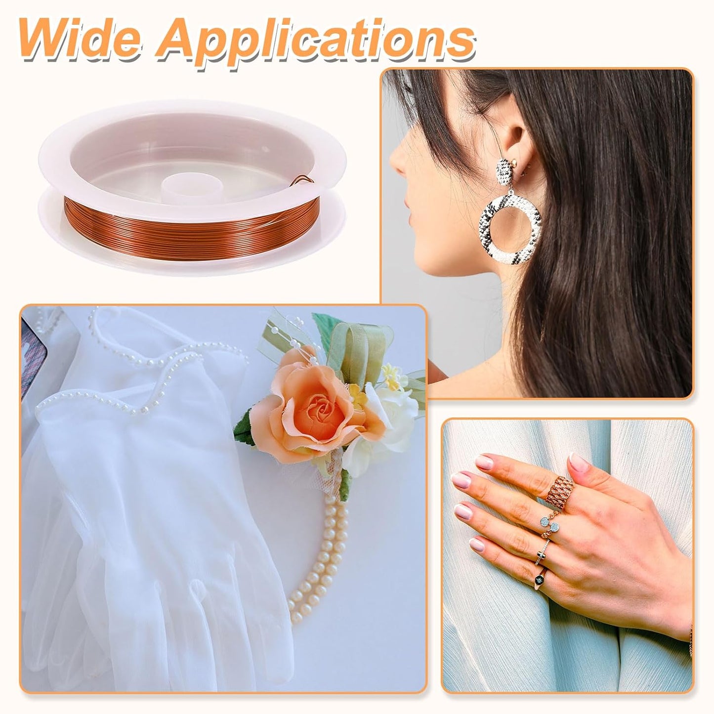 HARFINGTON 30ft Jewelry Wire, 26 Gauge (0.4mm) Brass Craft Soft Metal Tarnish Resistant Copper Beading Wire for Jewelry Making Supplies Crafting, Coffee