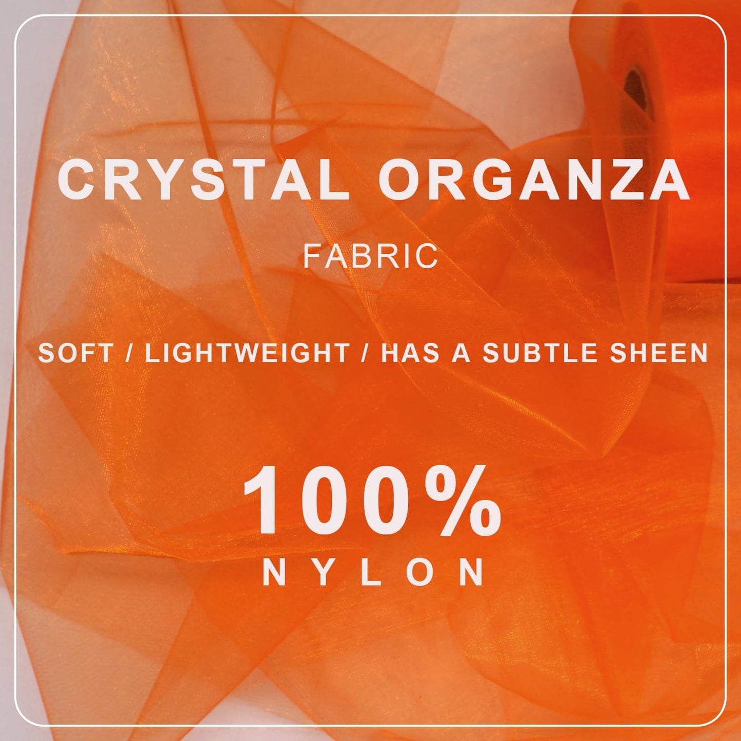 Orange Organza Tulle Fabric Rolls, Crystal Organza 12" by 50 Yards (150 ft) Sheer Nylon Silky Shiny Netting Spool Bolt for DIY Craft Table Runner Wedding Baby Shower Party Decor (Orange)