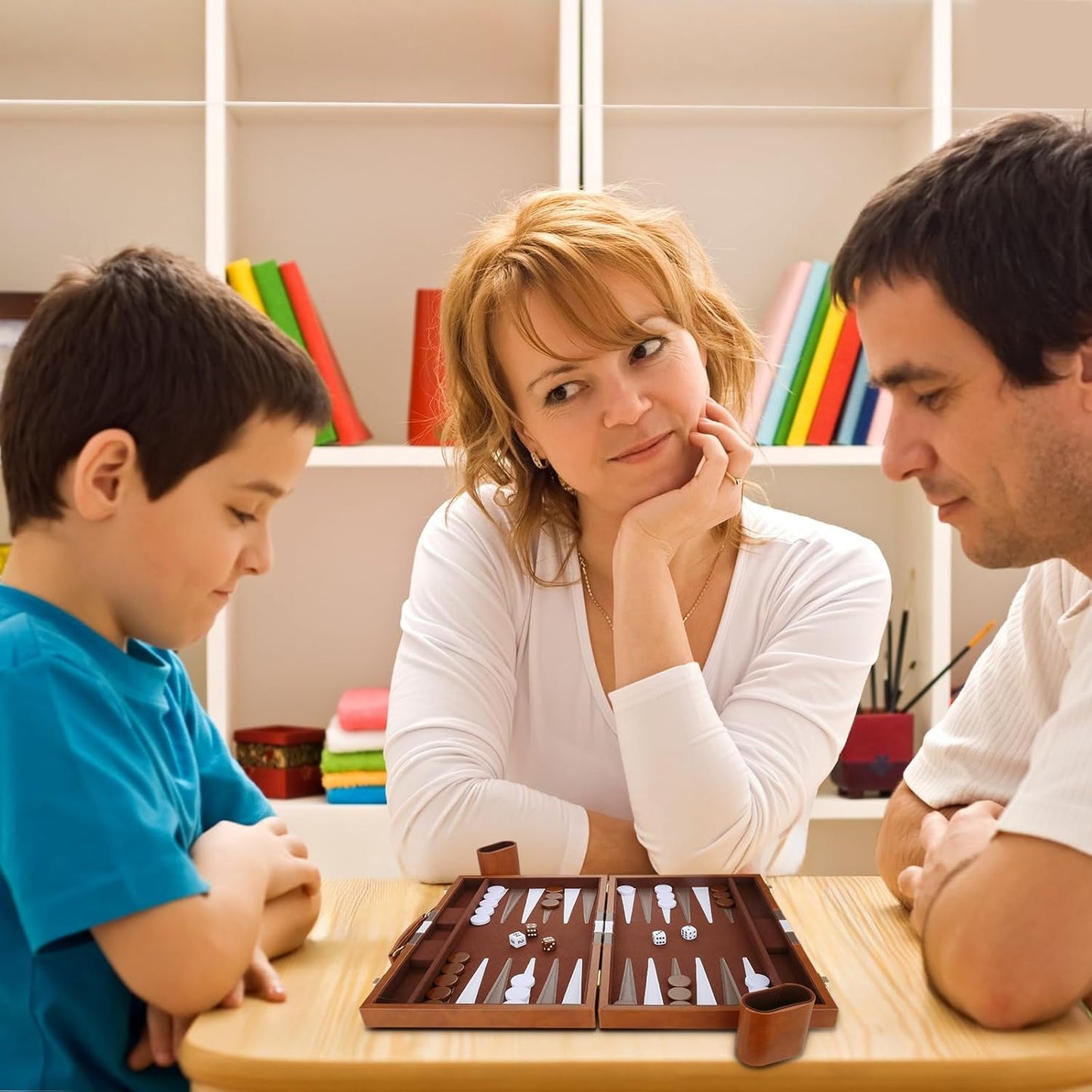 Backgammon Set - Classic Board Game with Premium Leather Case - Portable Travel Strategy Backgammon Game Set for Adults, Kids (18inch, Brown)