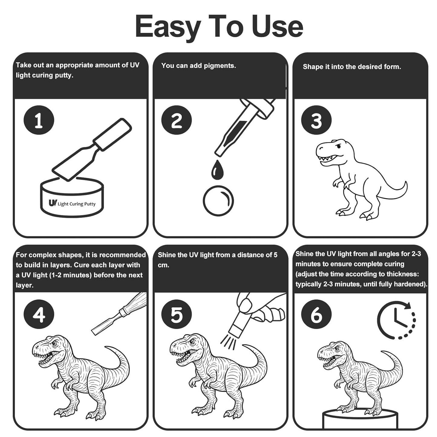 100g UV Light Curing Putty, Solid Resin, Multi Purpose Adhesive High Hardness Quick Curing, for 3D Crafts, Repair, Modeling UV Clay & Nail Art