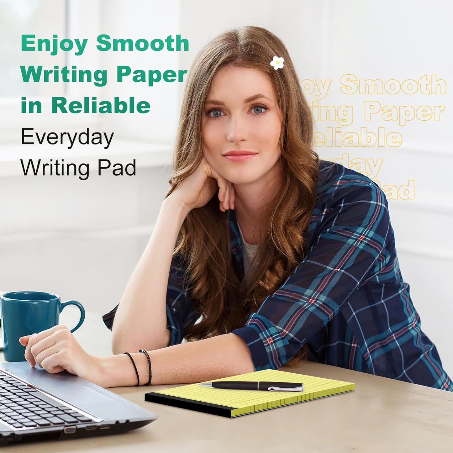 Legal Pads 5x8 Inch, 4 Pack, Narrow Ruled, 5x8 Yellow Legal Pad, Mini Double-Sided Printing Notepad Perforated Note Pads 5x8" Lined Paper, Lined Writing Pads for Office Home School, 30 Sheet/Pad