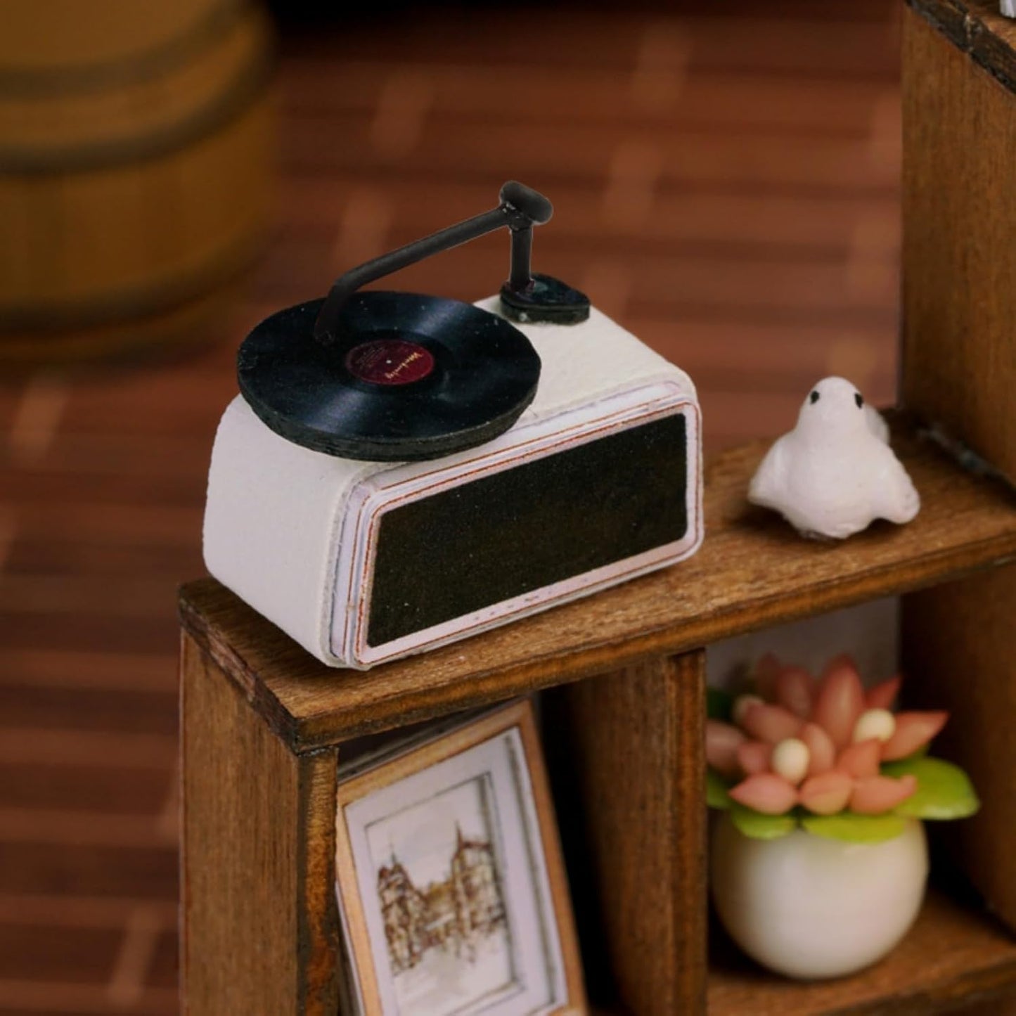 DIY Miniature House Kit, Mini House Building Kit with LED & Dust Cover, DIY Wooden Dollhouse Miniature Kit for Adults Teen, Wooden Crafts Lovely Dollhouse Kit, Leisurely Moment