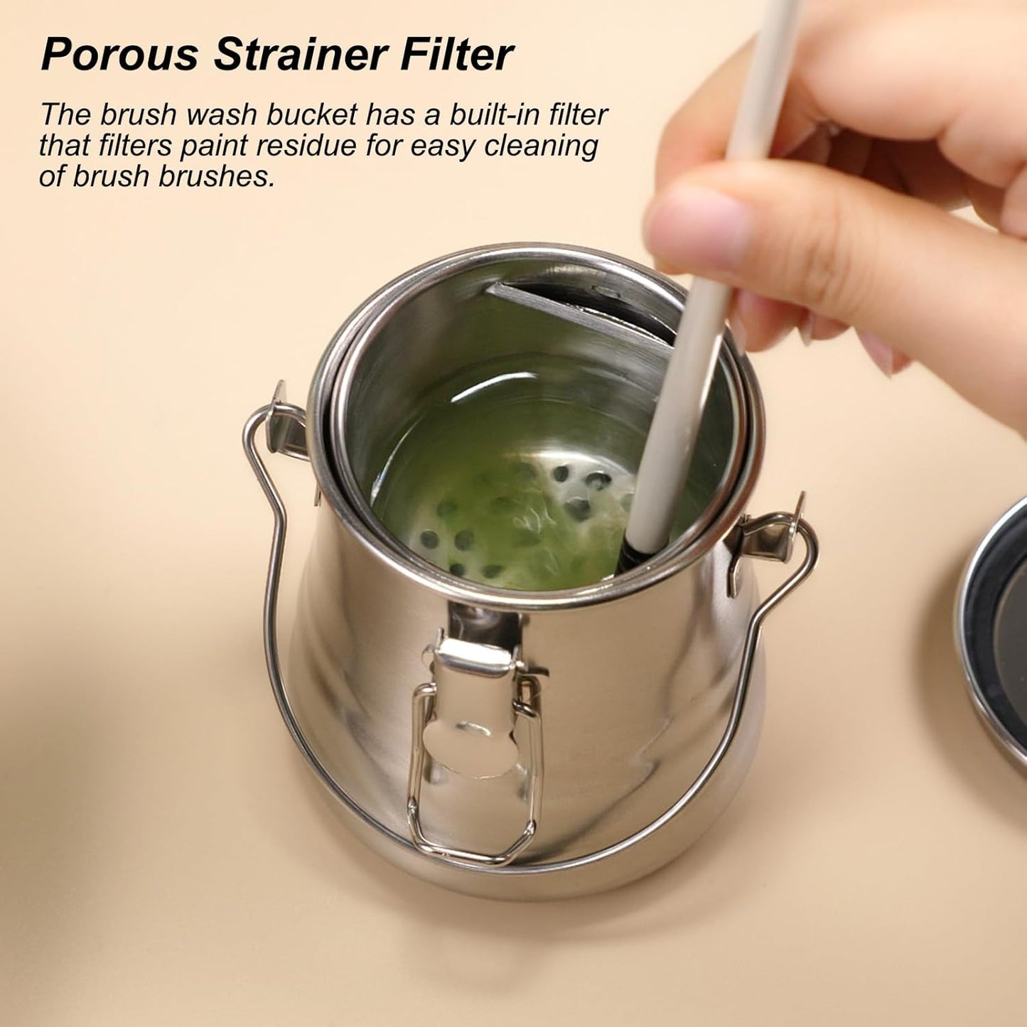 Paint Brush Cleaner, Stainless Steel Airtight Brush Holder and Organizer with Removable Porous Filter for Painting (20.3 oz/600 ml)