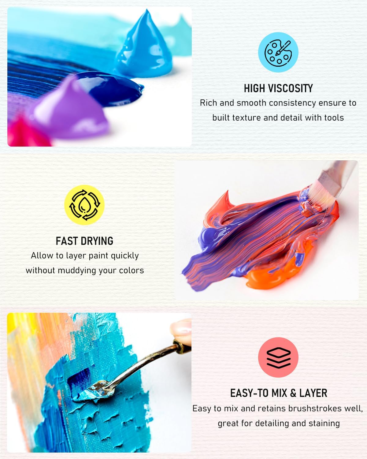 Nicpro Acrylic Paint Set, 24 Colors with 12 Brushes & Palette, Non Toxic Art Supplies Kit for Painting Fabric, Canvas, Clay, Wood, Rock & Ceramic, Halloween Pumpkin, Rich Pigments for Beginners, Students & Professional Artists (2 oz, 60 ml)