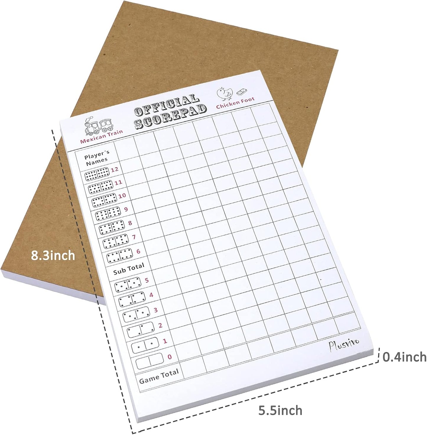 Mexican Train Dominoes Accessories Set-Including a 7.89-Inch Wooden Mexican Train Hub up to 12 Players, 12 Metal Train Markers, and a 70-Sheet Mexican Train Score Pads