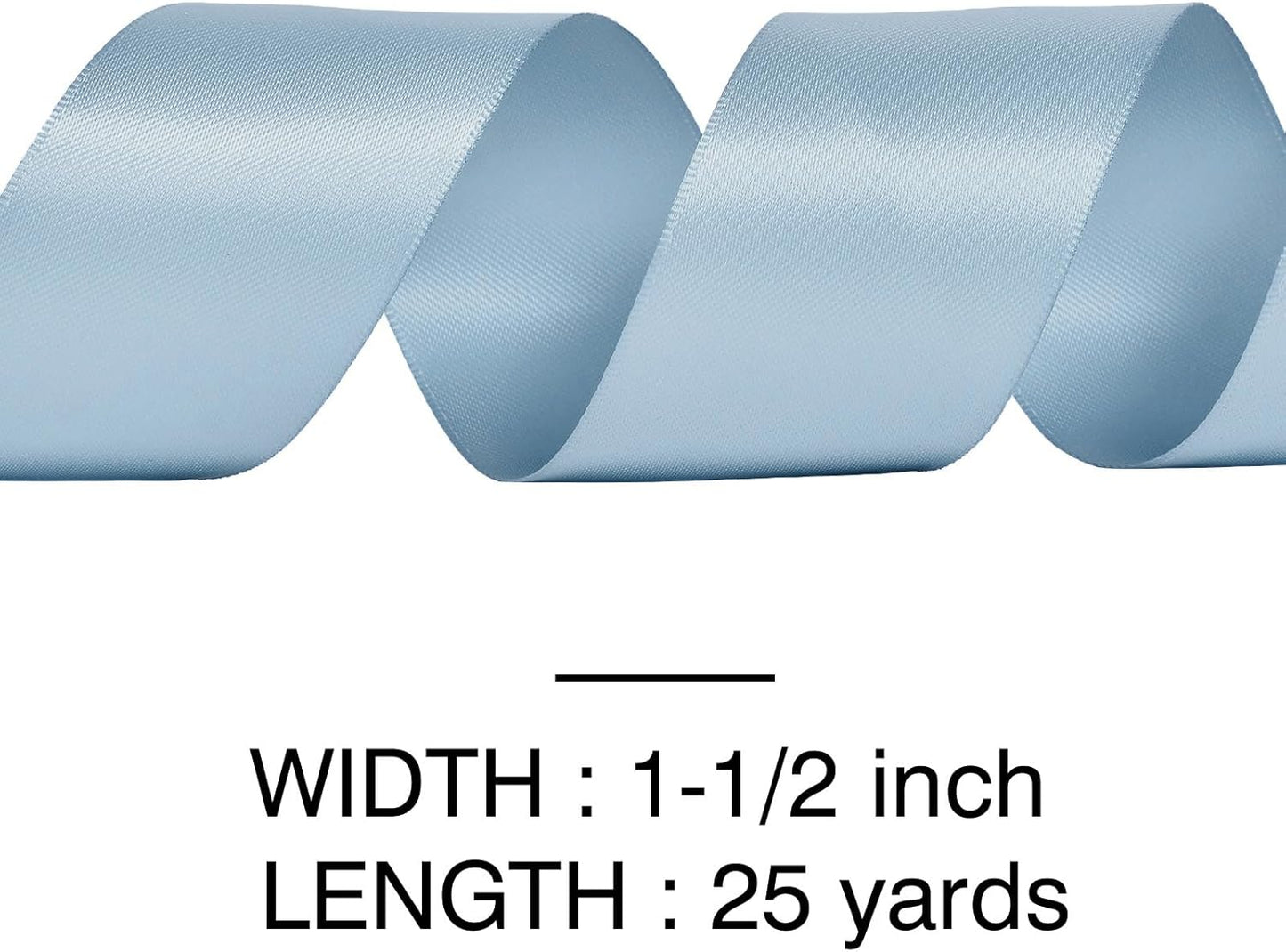 YAMA Dusty Blue Double Faced Satin Ribbon, 1 1/2 Inch 25 Yards, Great for Crafts Bows Flower Bouquet Wedding Home Decor Gift Wrapping