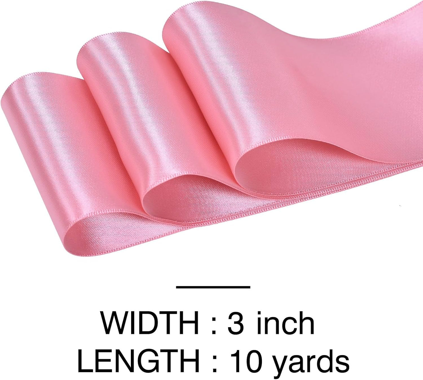 YAMA Rose Gold Double Faced Satin Ribbon, 3 Inch 10 Yards, Dusty Pink Ribbon Great for Crafts Bows Flower Bouquet Wedding Home Decor Gift Wrapping