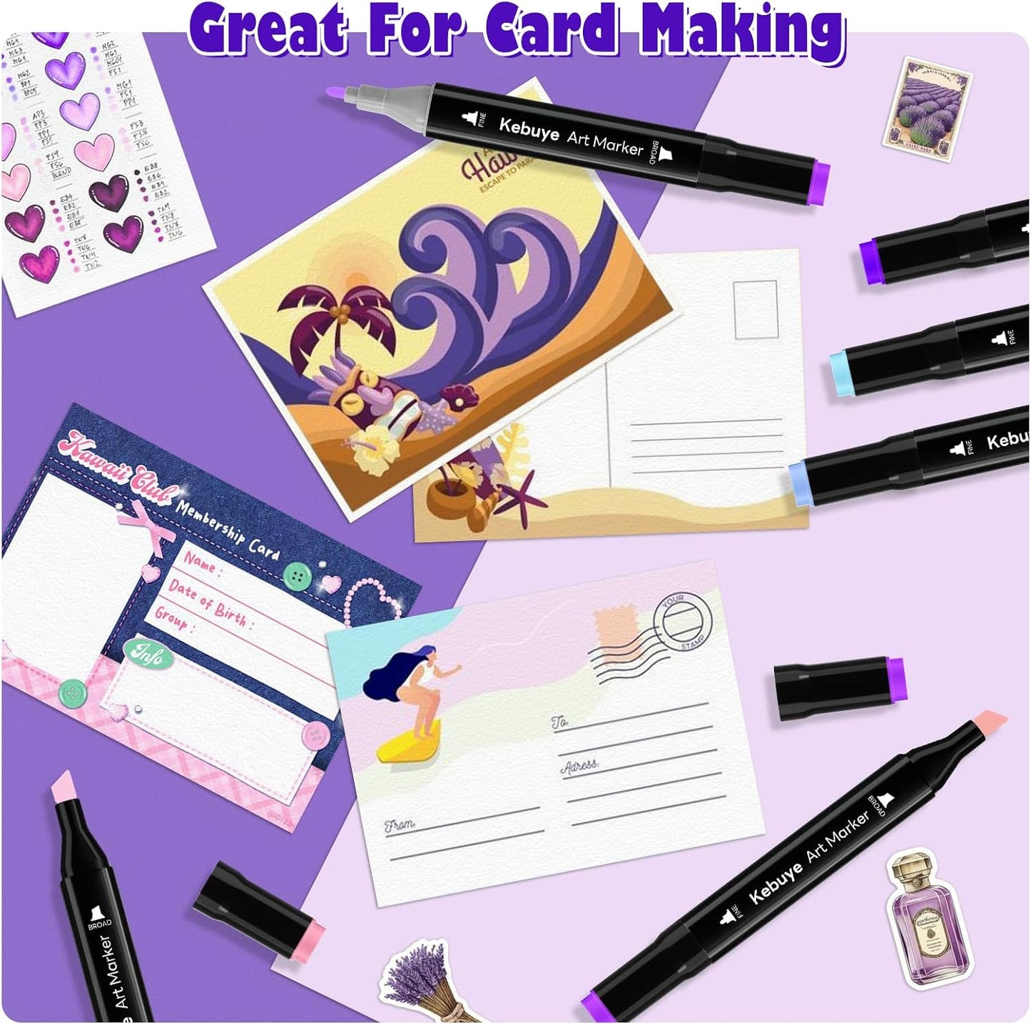 48 Colors Alcohol Markers Set, Dual Tips Blender Art Markers for Drawing Sketching Coloring Artist Pens and Underlining, Professional Permanent Sketch Marker for Kids adult coloring