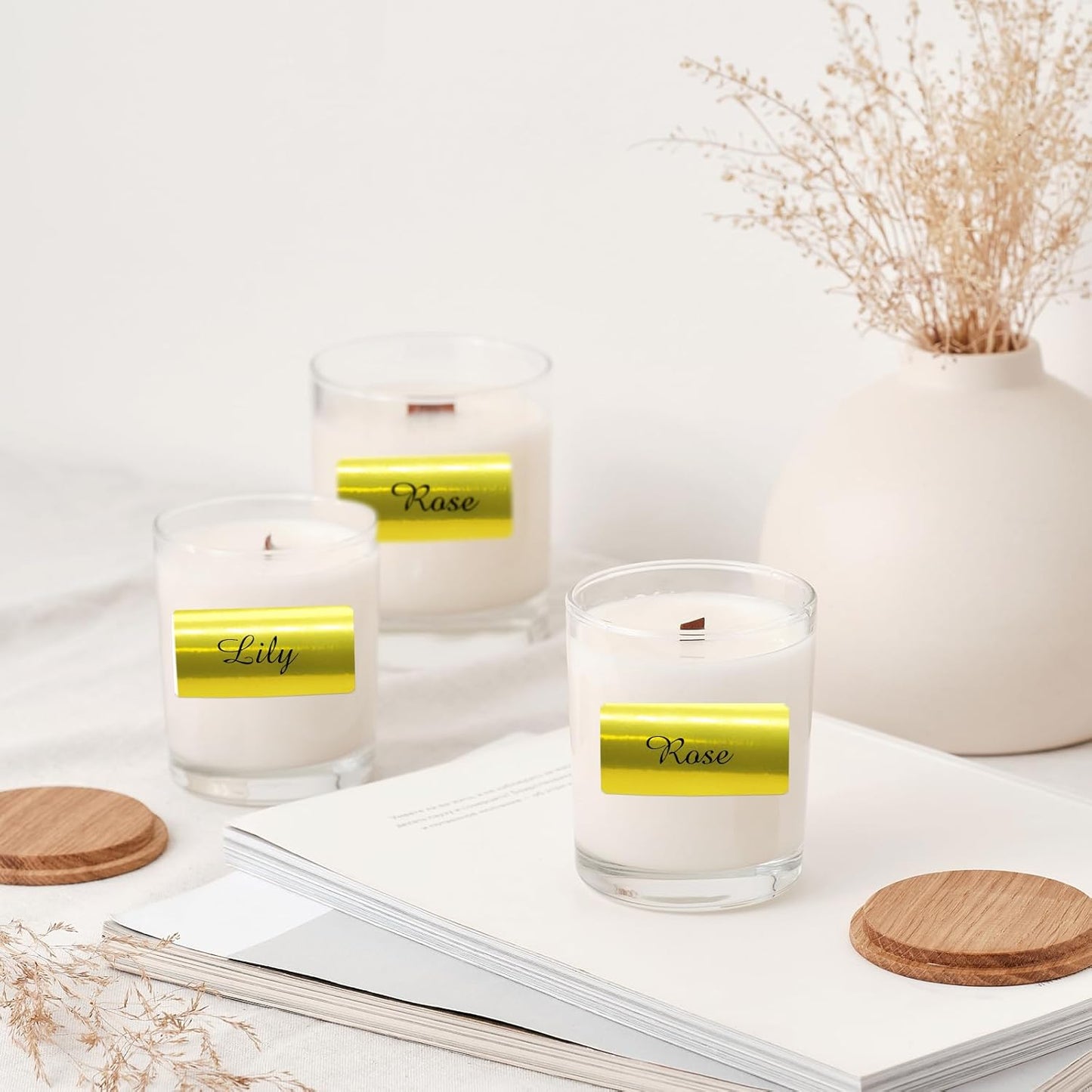 2x1 Inch Thermal Labels, Holographic Gold Thermal Printer Stickers, Waterproof Self-Adhesive Shipping Label Printer Sticker for Barcode, Name, Address, 300 Labels/Roll