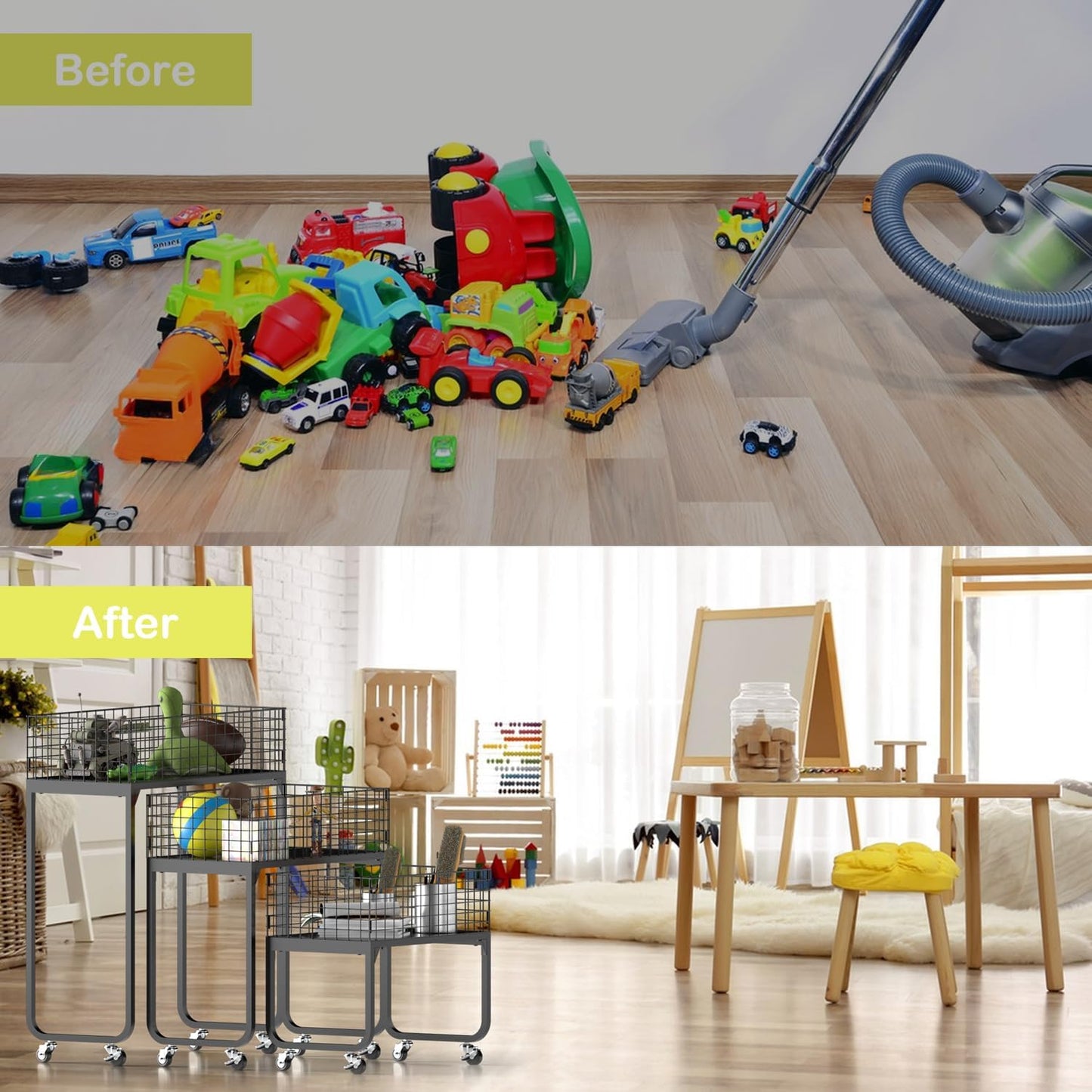 Ball Storage - 22.83" Basketball Cart With Wheels Garage Volleyball Storage Sport Equipment Holder Organizer For Indoor Outdoor,Metal Storage Rack For Playgroup,Gym And School