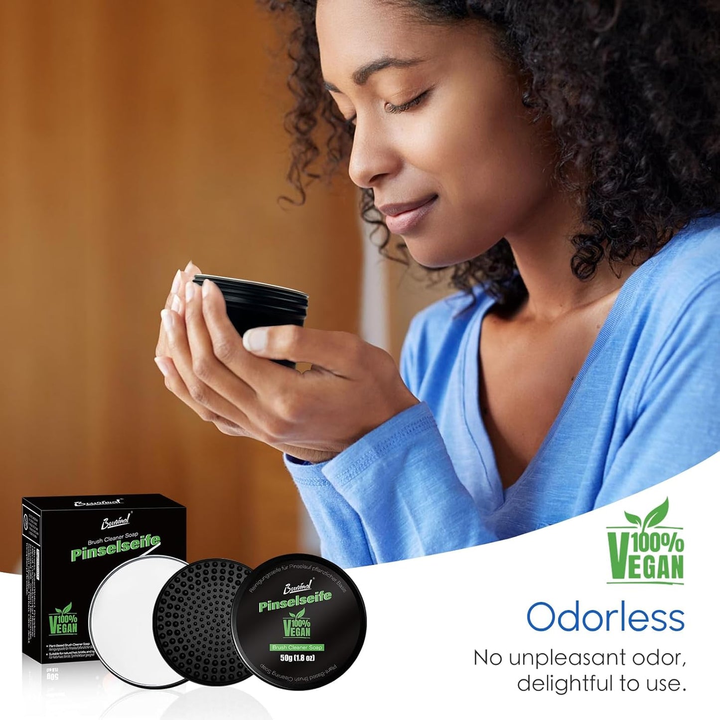 Bougimal Paint Brush Cleaner Soap, Artist Series, Solvent Free Natural Vegetable Glycerin Paint Brush Cleaner for Cleaning Oil Paint Brushes, Acrylic Paint Brushes, Watercolor Brushes