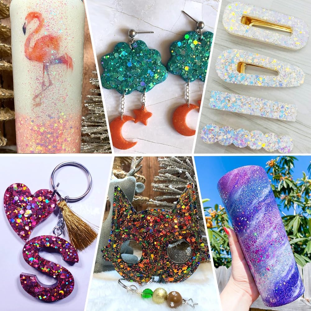 Iridescent Chunky Glitter 5.64oz/160g, Ultra Fine Glitter Powder Mixed Chunky PET Flakes Sequins for Resin Epoxy Craft Arts, Tumbler Nail Hair Eye Party Festival Decor (White)