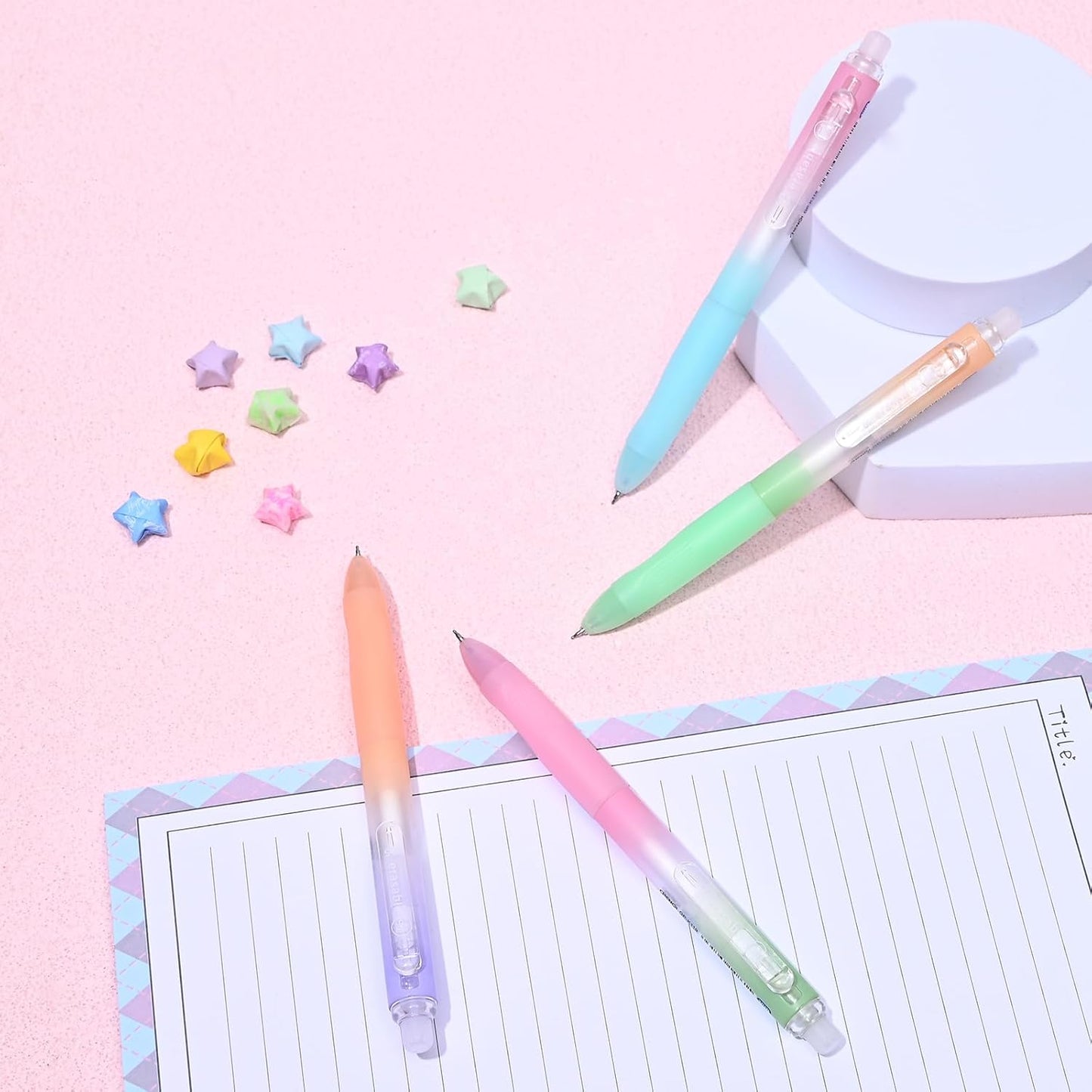 Temiary 4 Pcs Erasable Gel Pens & 10 Pcs Refills, Retractable Ink Pen with Eraser Clear, 0.5mm Fine Point Smooth Writing Make Mistakes Disappear for Crossword Puzzles Note Taking (Blue Ink)