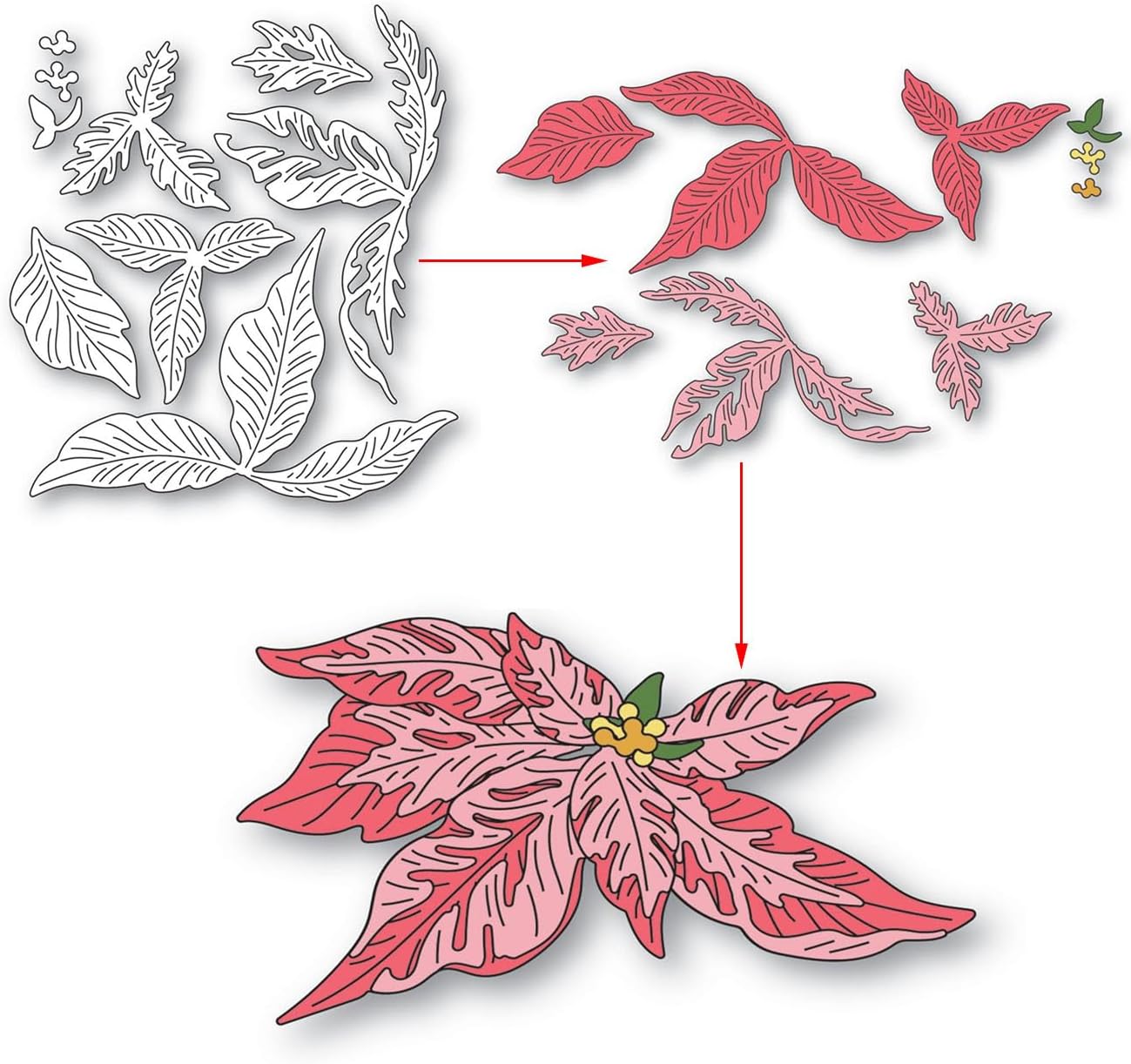 Cutting Dies Metal Stencils Scrapbooking Tools DIY Embossing Template for Paper Card Making Album Arts Crafts Supplies (Christmas Flower-10x10cm)