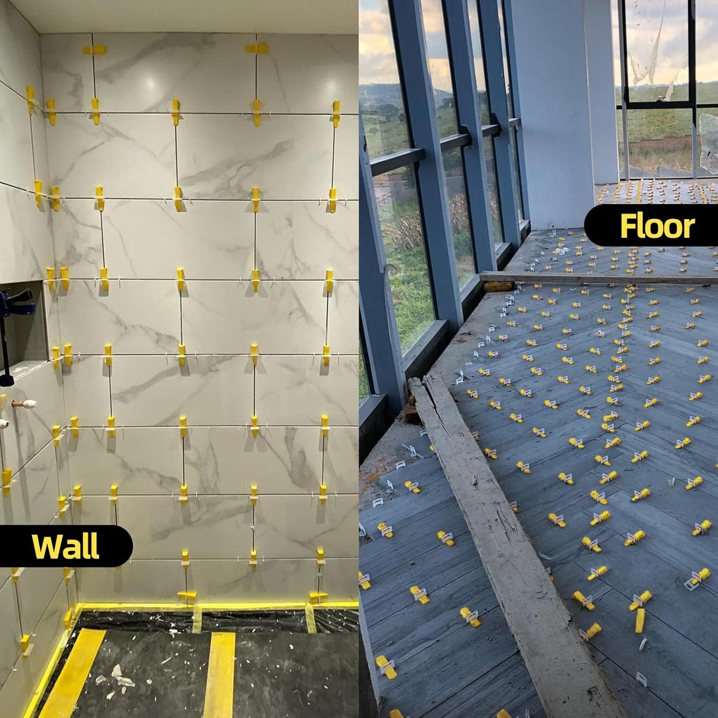 1/16” Tile Leveling System Spacers 2000 PCS Tile Leveling Clips Kit Prevent Tile lippage Leveler Spacers for DIY Professional Ceramic Tile and Stone Installation (1/16 IN, 2000)