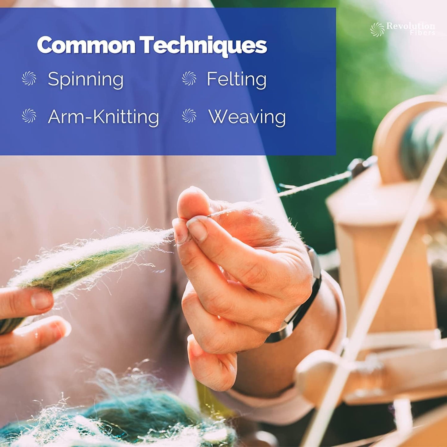 Revolution Fibers Merino Wool Combed Top | 1 lb Premium Wool Roving | 22 Micron, Best Merino Wool for Spinning, Tapestry, Needle Felting, Big Yarn Roving and Wall Hangings (Sky Blue)