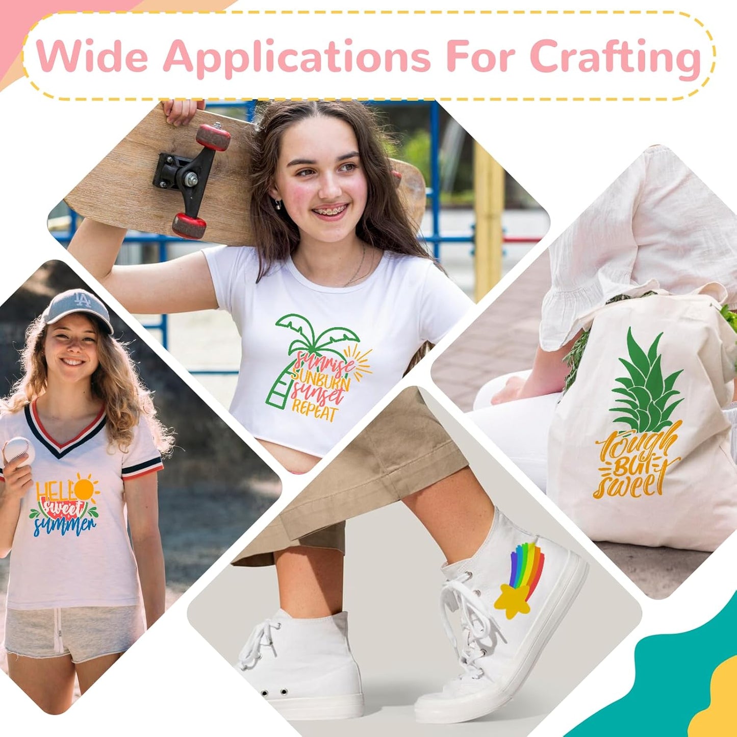 HTVRONT HTV Heat Transfer Vinyl Bundle: 47 Pack 12" x 10" Iron on Vinyl for T-Shirt, 33 Assorted Colors with HTV Accessories Tweezers, Silhouette Cameo or Heat Press Machine