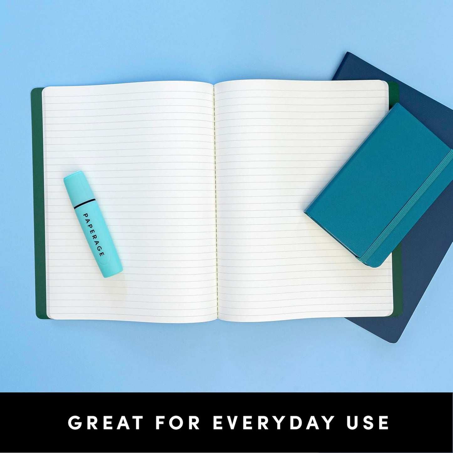 PAPERAGE Soft Cover Blank Journal Notebook, 2 Pack, (Black), 100 Pages, Large 7.5 inches x 9.5 inches, Ideal for Sketch Book, Note Taking & Travel Journal