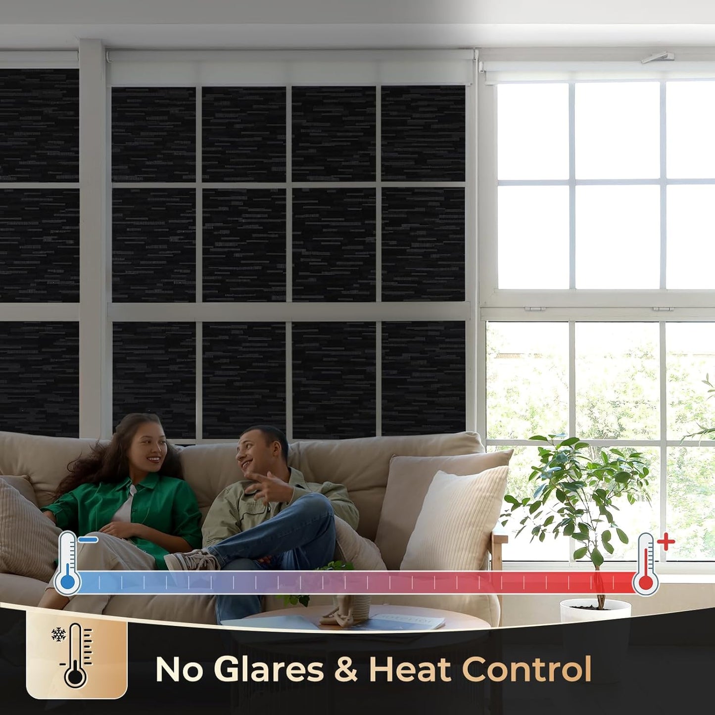 rabbitgoo Blackout Window Film, Sun Blocking Privacy Film for Room Darkening, Removable Black Out Vinyl Cover Tint for Home Day Sleep, Anti-UV Frosted Glass Clings, Black, 23.6 x 78.7 Inches