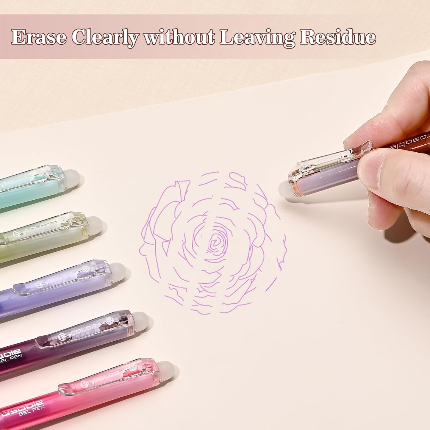 BAYTORY 12Pcs Colored Erasable Gel Pens, Fine Point 0.7mm, Retractable Assorted Colors Pen with Eraser, Smooth Writing Erasable Pens for Drawing Crossword Puzzles