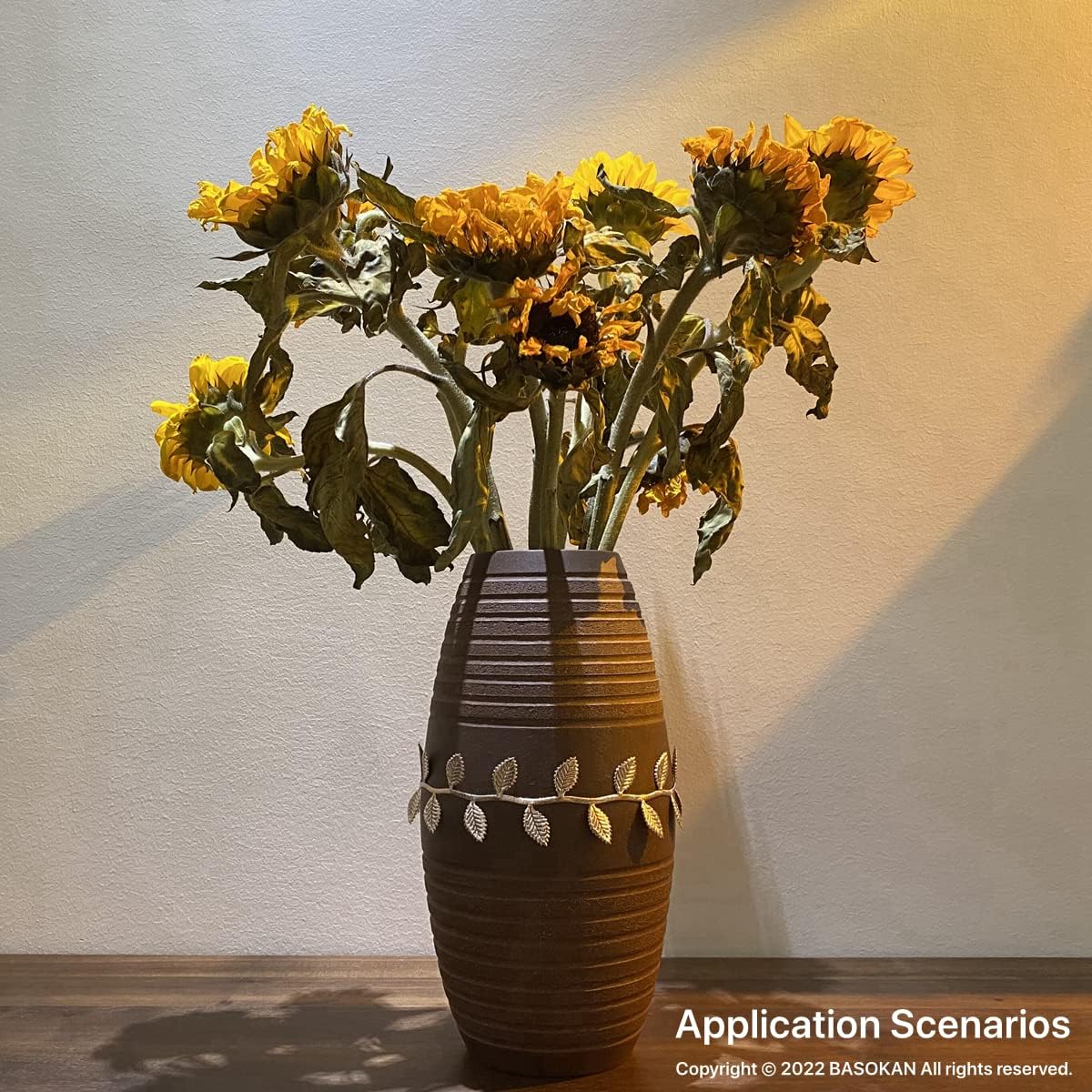 BASOKAN Rose Gold Leaves Ribbon for Wedding Party Home Decorations - 20 Yards - Leaf Trim Rope for Garland and DIY Crafts