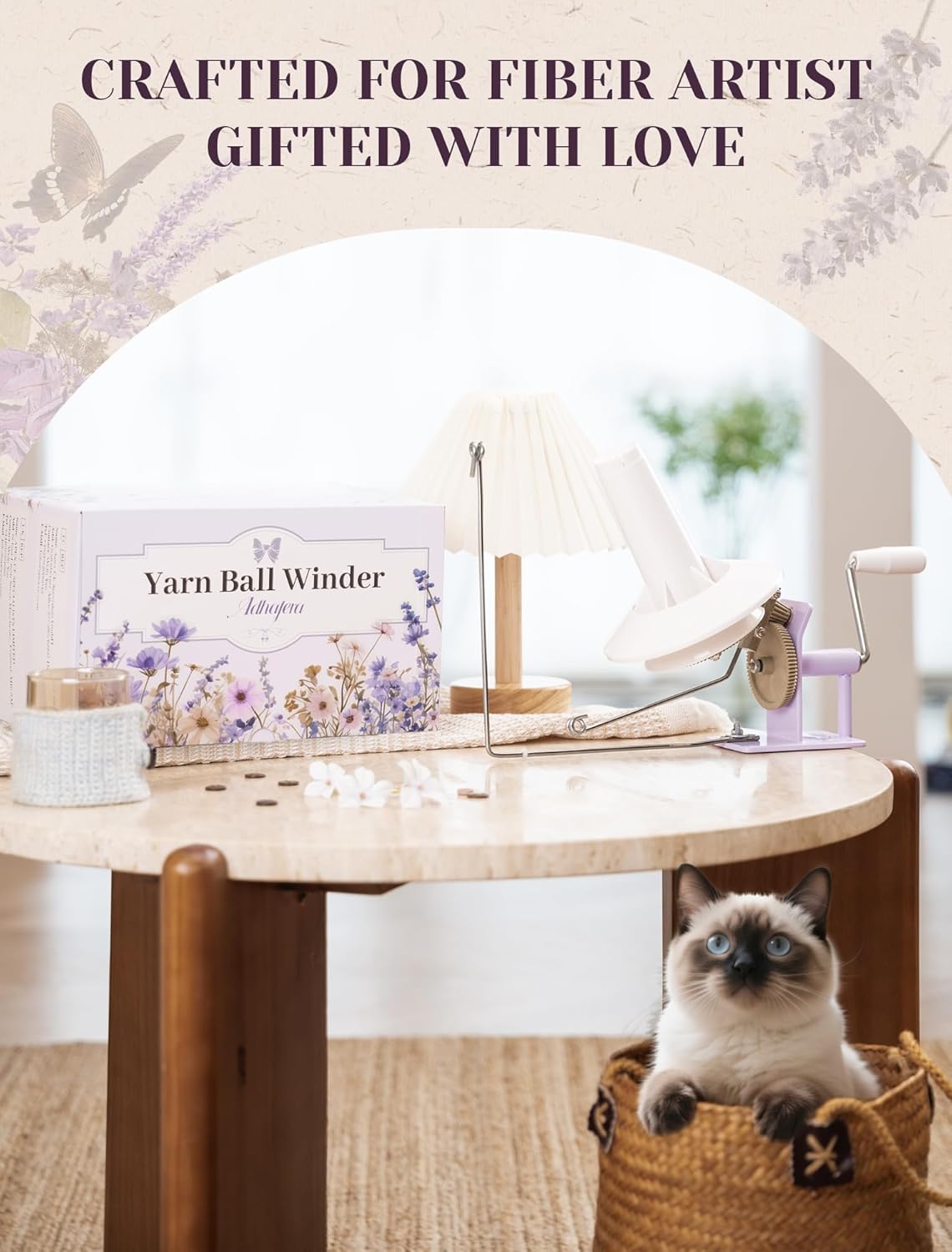 Adhafera Yarn Winder, Ball Winder for Crocheting, Large Capacity 10–16oz, Smooth Center-Pull Cake Spinner, Metal Craft Supplies for Knitting Enthusiast