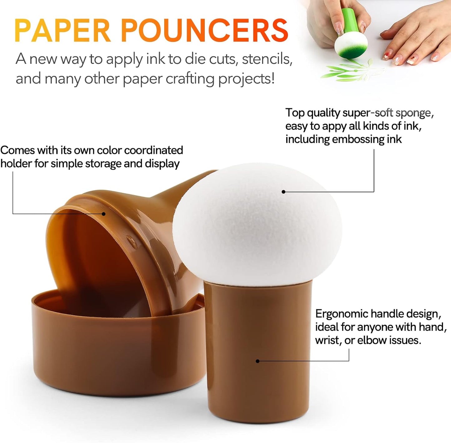 19PCS/Sets Sponge Applicator Ink Applicator with Storage Cases,Paper Pouncers for Direct Ink Application On Crafts Projects Easily,Inking Sponge for Stamp Ink Distressing,Blending Card Making Tools